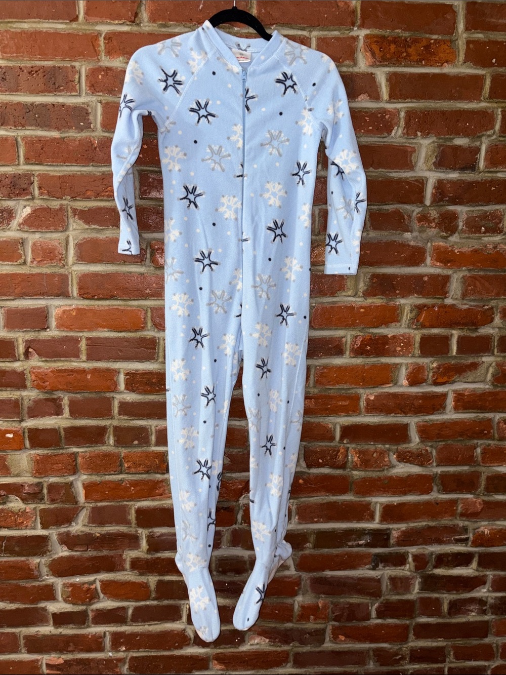 Hanna Andersson Blue Snowflake Kids One-Piece Footed Pajamas